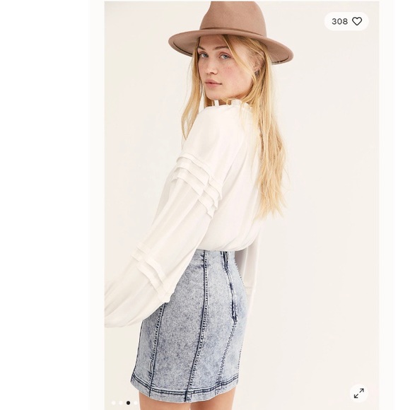 Free People Femme Acid Wash Denim Skirt - Picture 3 of 10